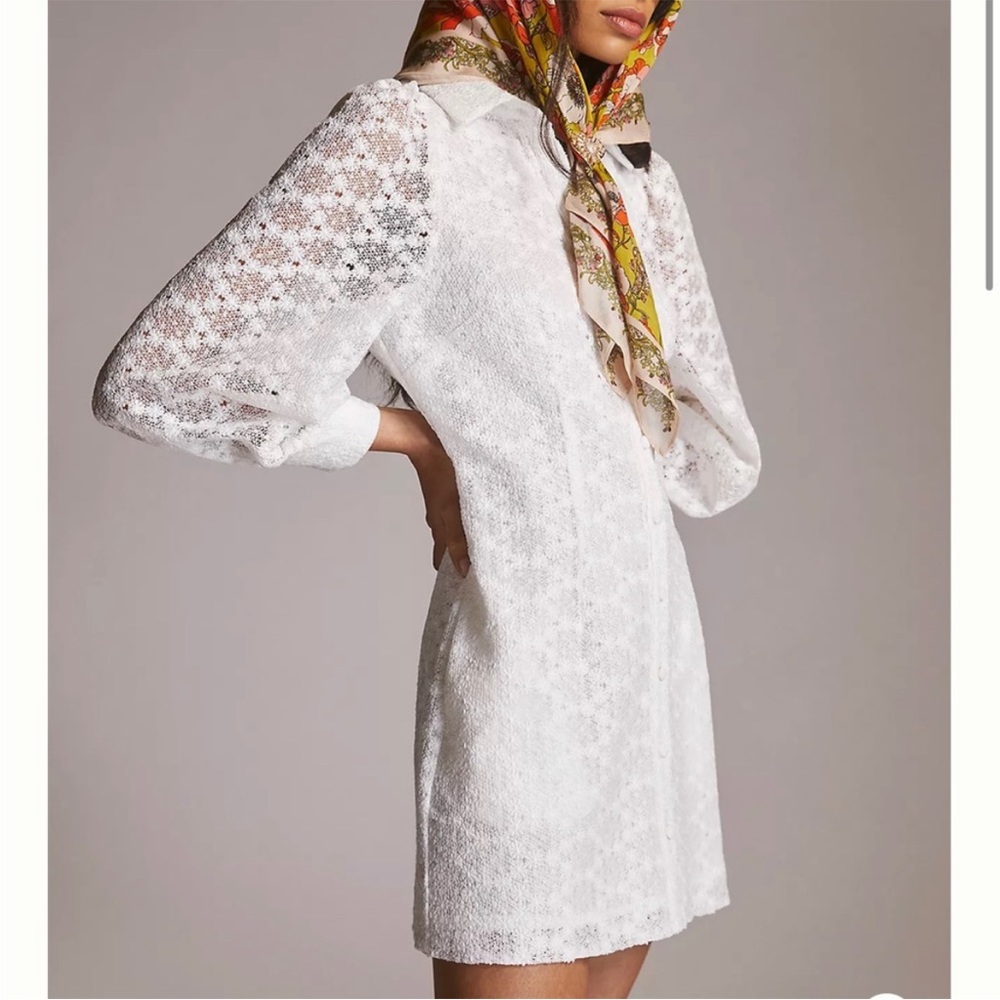 Mare Mare x Anthropolgie White Lace Shirtdress